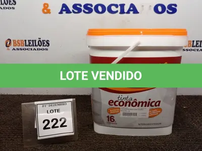 LOTE 222 - 01 LATA DE TINTA ECONÔMICA DE 16L NA COR BRANCO NEVE MARCA RENOCRIL. (NO ESTADO) ATENÇÃO! FAZER A VISITAÇÃO ANTES DE ARREMATAR, NÃO SABEMOS SE FUNCIONA, LEILÃO NÃO TEM GARANTIA E NEM DEVOLUÇÃO, SUJEITO A POSSÍVEIS AVARIAS VISÍVEIS/OCULTAS E/OU AUSÊNCIA DE COMPONENTES.