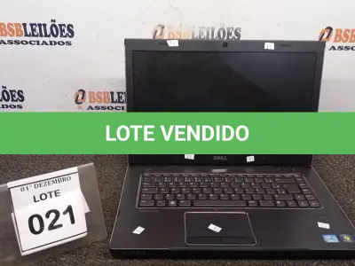 LOTE 021 - 01 NOTEBOOK MARCA DELL SÉRIE VOSTRO. (NO ESTADO) ATENÇÃO! FAZER A VISITAÇÃO ANTES DE ARREMATAR, NÃO SABEMOS SE FUNCIONA, LEILÃO NÃO TEM GARANTIA E NEM DEVOLUÇÃO, SUJEITO A POSSÍVEIS AVARIAS VISÍVEIS/OCULTAS E/OU AUSÊNCIA DE COMPONENTES.