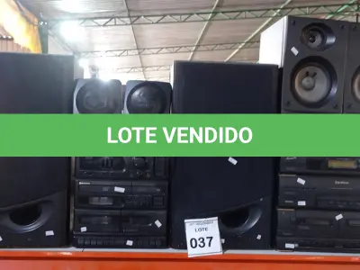 LOTE 037 - 02 APARELHOS DE SOM MARCA GRADIENTE COM 06 CAIXAS DE SOM. (NO ESTADO) ATENÇÃO! FAZER A VISITAÇÃO ANTES DE ARREMATAR, NÃO SABEMOS SE FUNCIONA, LEILÃO NÃO TEM GARANTIA E NEM DEVOLUÇÃO, SUJEITO A POSSÍVEIS AVARIAS VISÍVEIS/OCULTAS E/OU AUSÊNCIA DE COMPONENTES.
