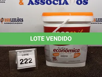 LOTE 222 - 01 LATA DE TINTA ECONÔMICA DE 16L NA COR BRANCO NEVE MARCA RENOCRIL. (NO ESTADO) ATENÇÃO! FAZER A VISITAÇÃO ANTES DE ARREMATAR, NÃO SABEMOS SE FUNCIONA, LEILÃO NÃO TEM GARANTIA E NEM DEVOLUÇÃO, SUJEITO A POSSÍVEIS AVARIAS VISÍVEIS/OCULTAS E/OU AUSÊNCIA DE COMPONENTES.