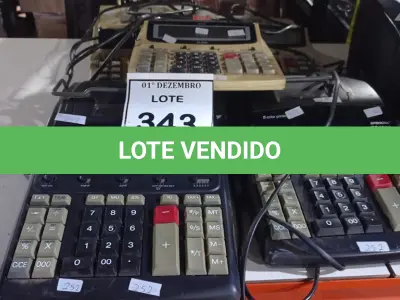 LOTE 343 - 05 CALCULADORAS COMERCIAIS. (NO ESTADO) ATENÇÃO! FAZER A VISITAÇÃO ANTES DE ARREMATAR, NÃO SABEMOS SE FUNCIONA, LEILÃO NÃO TEM GARANTIA E NEM DEVOLUÇÃO, SUJEITO A POSSÍVEIS AVARIAS VISÍVEIS/OCULTAS E/OU AUSÊNCIA DE COMPONENTES.