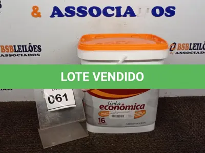 LOTE 061 - 01 LATA DE TINTA ECONÔMICA DE 16L NA COR BRANCO NEVE MARCA RENOCRIL. (NO ESTADO) ATENÇÃO! FAZER A VISITAÇÃO ANTES DE ARREMATAR, NÃO SABEMOS SE FUNCIONA, LEILÃO NÃO TEM GARANTIA E NEM DEVOLUÇÃO, SUJEITO A POSSÍVEIS AVARIAS VISÍVEIS/OCULTAS E/OU AUSÊNCIA DE COMPONENTES.