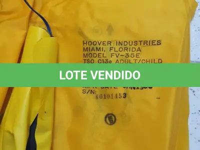 LOTE 039 - 01 COLETE SALVA VIDAS DA VASP. NOVO E COM FICHA VERIFICAÇAO DA VASP. (NO ESTADO) ATENÇÃO! FAZER A VISITAÇÃO ANTES DE ARREMATAR, NÃO SABEMOS SE FUNCIONA, LEILÃO NÃO TEM GARANTIA E NEM DEVOLUÇÃO, SUJEITO A POSSÍVEIS AVARIAS VISÍVEIS/OCULTAS E/OU AUSÊNCIA DE COMPONENTES.