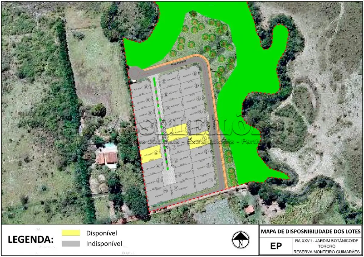 LOTE 002 - 01 LOTE NA QUADRA 01, CONJUNTO A LOTE 09, EM CONDOMÍNIO FECHADO, LOCALIZADO NA DF-140 KM 11, LOTES DE 400m², PROJETO REGULARIZADO EM FASE DE APROVAÇÃO PELA SEDUH, SERÁ ENTREGUE COM TODA INFRAESTRUTURA DE ÁGUA, LUZ, PAVIMENTAÇÃO, MURO, GUARITA E ESCRITURA INDIVIDUAL DE CADA LOTE. INSCRIÇÃO SEDUH: Nº 00390-00002174/2022-66