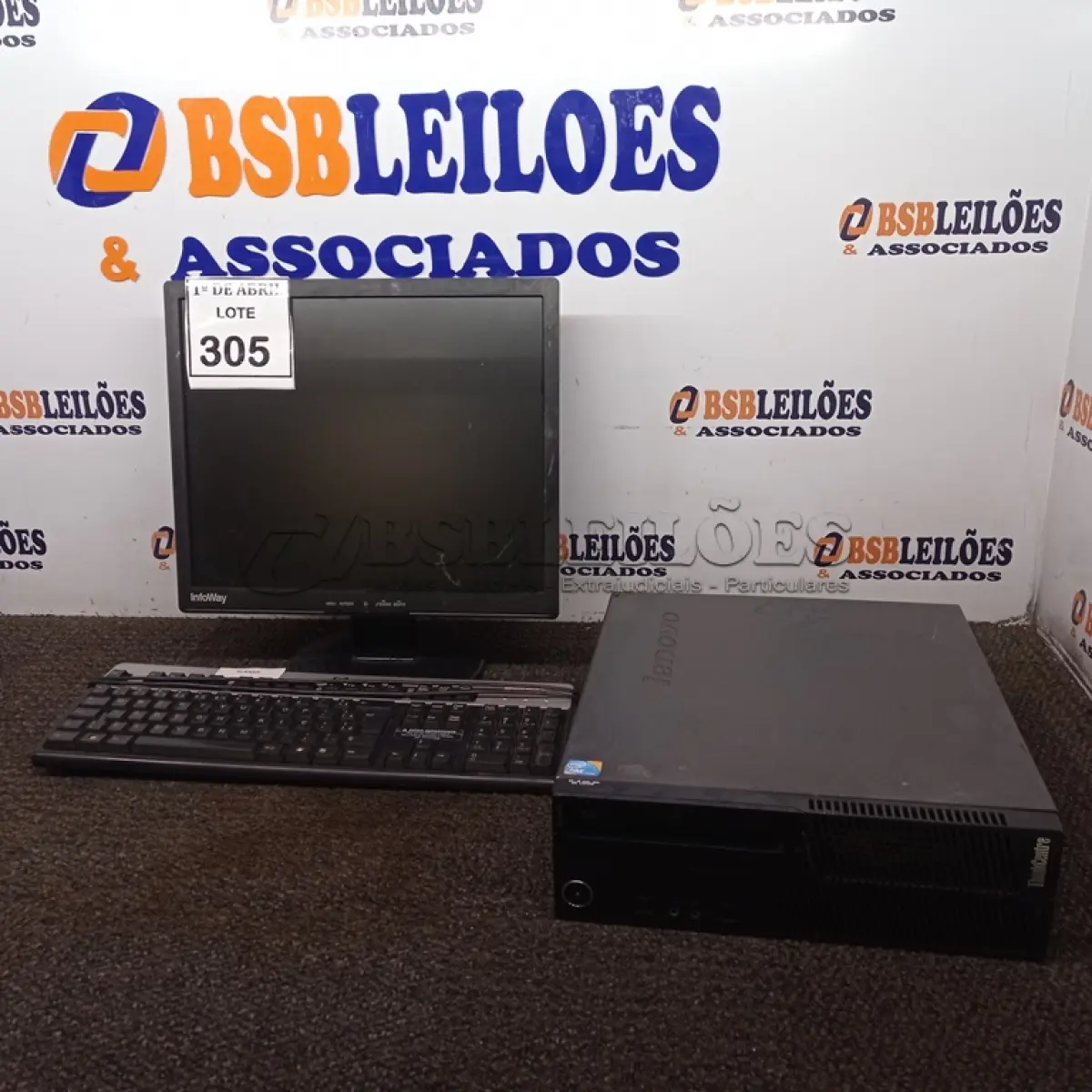 LOTE 305 - 01 CPU LENOVO, 01 MONITOR E 01 TECLADO. (NO ESTADO) ATENÇÃO! FAZER A VISITAÇÃO ANTES DE ARREMATAR, NÃO SABEMOS SE FUNCIONA. LEILÃO NÃO TEM GARANTIA E NEM DEVOLUÇÃO, SUJEITO A POSSÍVEIS AVARIAS VISÍVEIS/OCULTAS E/OU AUSÊNCIA DE COMPONENTES.