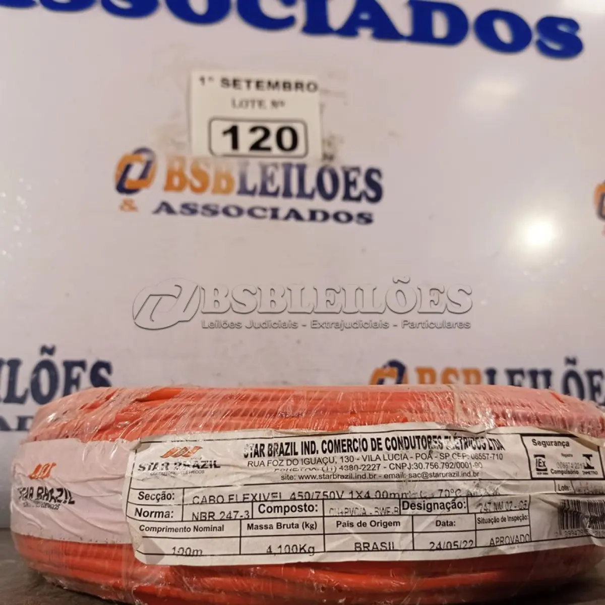 LOTE 120 - 01 ROLO DE CABO FLEXÍVEL 100M 4MM NA COR VERMELHA. (NO ESTADO) ATENÇÃO! FAZER A VISITAÇÃO ANTES DE ARREMATAR, NÃO SABEMOS SE FUNCIONA. LEILÃO NÃO TEM GARANTIA E NEM DEVOLUÇÃO, SUJEITO A POSSÍVEIS AVARIAS VISÍVEIS/OCULTAS E/OU AUSÊNCIA DE COMPONENTES.