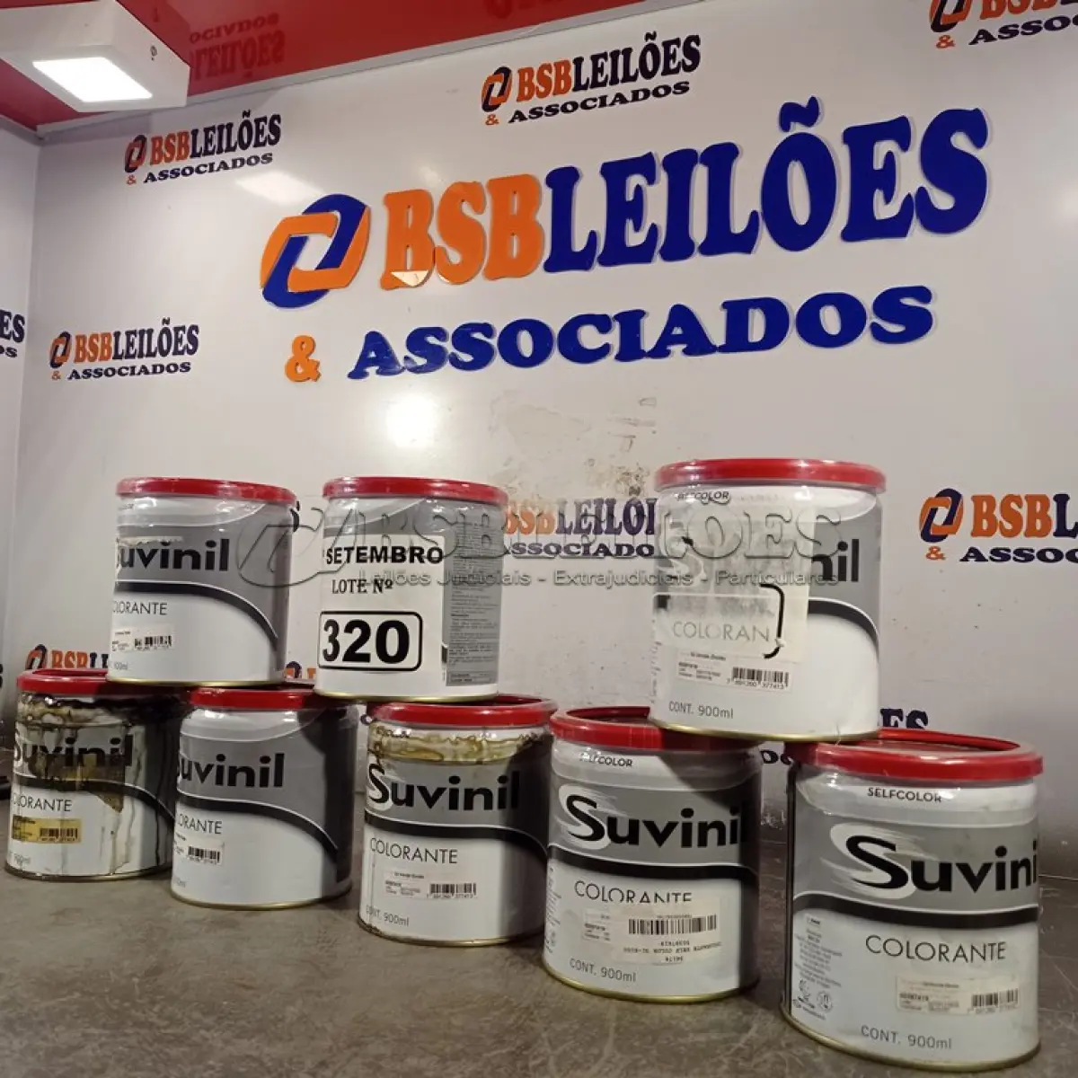 LOTE 320 - 11 LATAS DE COLORANTE SUVINIL 900ML. (NO ESTADO) ATENÇÃO! FAZER A VISITAÇÃO ANTES DE ARREMATAR, NÃO SABEMOS SE FUNCIONA. LEILÃO NÃO TEM GARANTIA E NEM DEVOLUÇÃO, SUJEITO A POSSÍVEIS AVARIAS VISÍVEIS/OCULTAS E/OU AUSÊNCIA DE COMPONENTES.