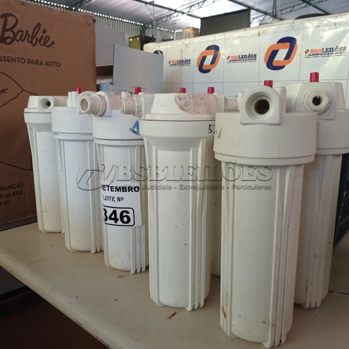 LOTE 346 - 10 FILTROS PARA CAIXA D’AGUA TIPO CAVALETE. (NO ESTADO) ATENÇÃO! FAZER A VISITAÇÃO ANTES DE ARREMATAR, NÃO SABEMOS SE FUNCIONA. LEILÃO NÃO TEM GARANTIA E NEM DEVOLUÇÃO, SUJEITO A POSSÍVEIS AVARIAS VISÍVEIS/OCULTAS E/OU AUSÊNCIA DE COMPONENTES.