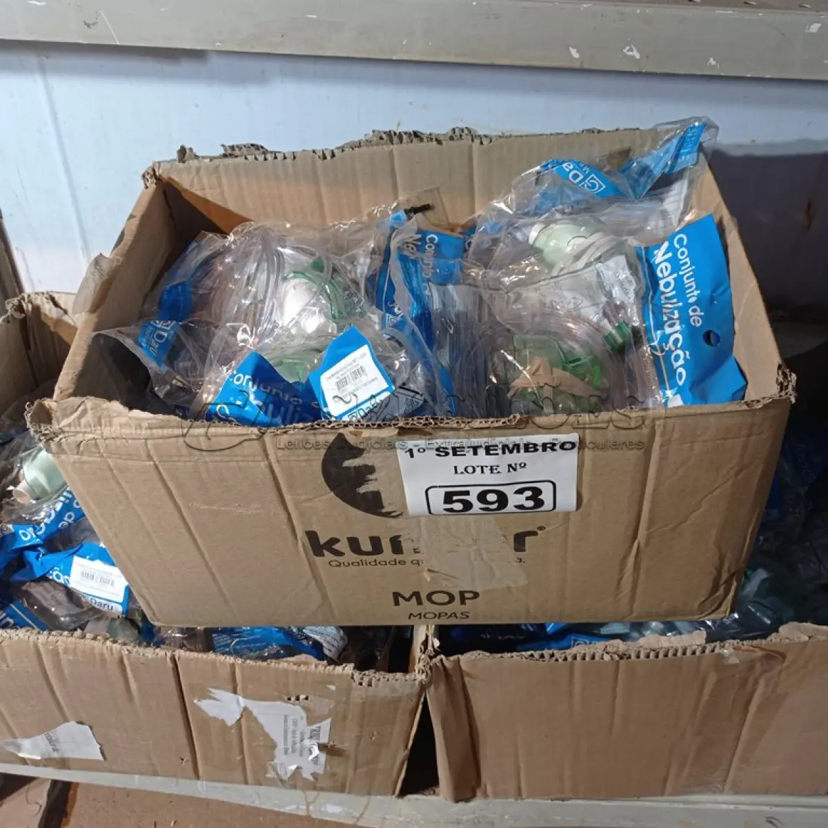 LOTE 593 - 01 LOTE COM GRANDE QUANTIDADE DE CONJUNTOS NE NEBULIZAÇÃO. (NO ESTADO) ATENÇÃO! FAZER A VISITAÇÃO ANTES DE ARREMATAR, NÃO SABEMOS SE FUNCIONA. LEILÃO NÃO TEM GARANTIA E NEM DEVOLUÇÃO, SUJEITO A POSSÍVEIS AVARIAS VISÍVEIS/OCULTAS E/OU AUSÊNCIA DE COMPONENTES.