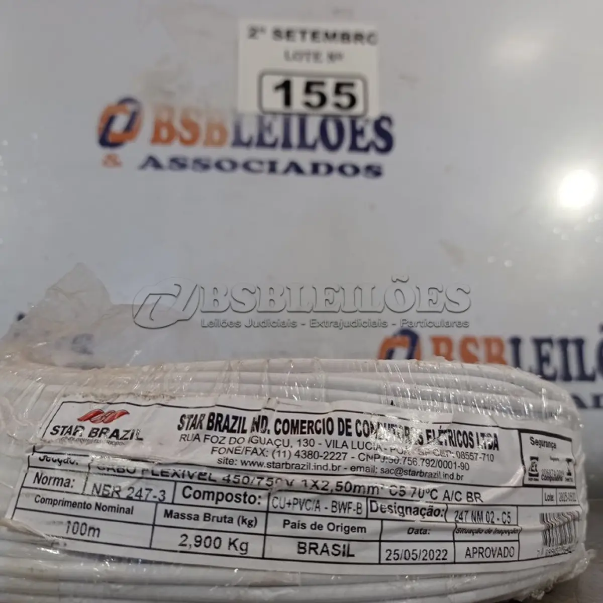 LOTE 155 - 01 ROLO DE CABO FLEXÍVEL 100M 1X2,5MM NA COR BRANCA(NOVO). (NO ESTADO) ATENÇÃO! FAZER A VISITAÇÃO ANTES DE ARREMATAR, NÃO SABEMOS SE FUNCIONA. LEILÃO NÃO TEM GARANTIA E NEM DEVOLUÇÃO, SUJEITO A POSSÍVEIS AVARIAS VISÍVEIS/OCULTAS E/OU AUSÊNCIA DE COMPONENTES.