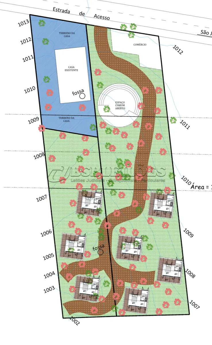 LOTE 002 - 01 LOTE DE APROX. 2350M² ONDE É POSSÍVEL CONSTRUIR MAIS 6 OU 7 CHALÉS PARA ESTABELECIMENTO DE UMA POUSADA / AIRBNB (ESSE ERA NOSSO PLANO PRA O IMÓVEL), JUNTAMENTE COM UM ESPAÇO GASTRONÔMICO / EMPÓRIO NA PARTE FRONTAL DO TERRENO, PRA ATENDER AOS HÓSPEDES PRÓPRIOS, ASSIM COMO AOS FREQUENTADORES DO MORRO DE SÃO JORGE.  (NO ESTADO) (CESSÃO DE DIREITO)