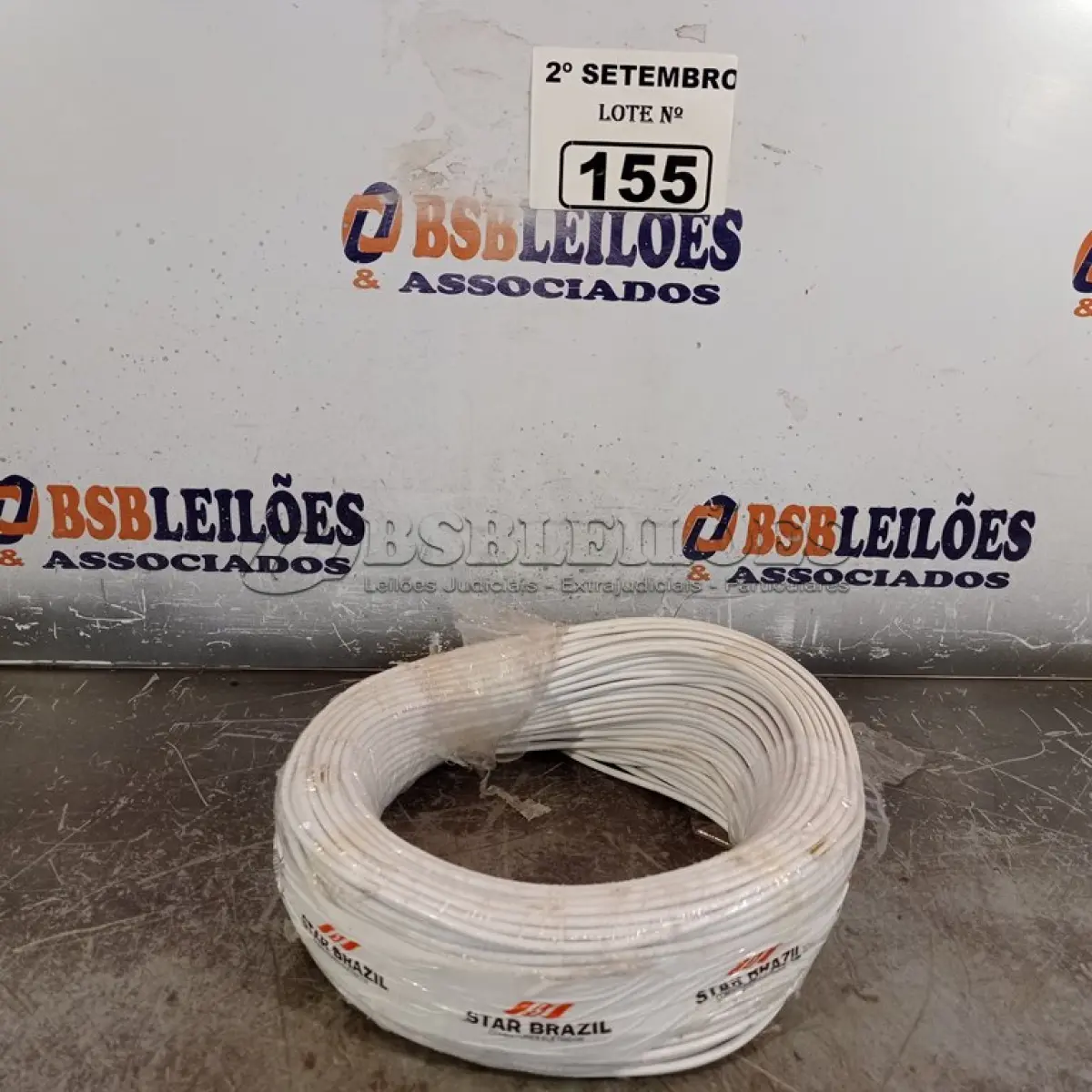 LOTE 155 - 01 ROLO DE CABO FLEXÍVEL 100M 1X2,5MM NA COR BRANCA(NOVO). (NO ESTADO) ATENÇÃO! FAZER A VISITAÇÃO ANTES DE ARREMATAR, NÃO SABEMOS SE FUNCIONA. LEILÃO NÃO TEM GARANTIA E NEM DEVOLUÇÃO, SUJEITO A POSSÍVEIS AVARIAS VISÍVEIS/OCULTAS E/OU AUSÊNCIA DE COMPONENTES.