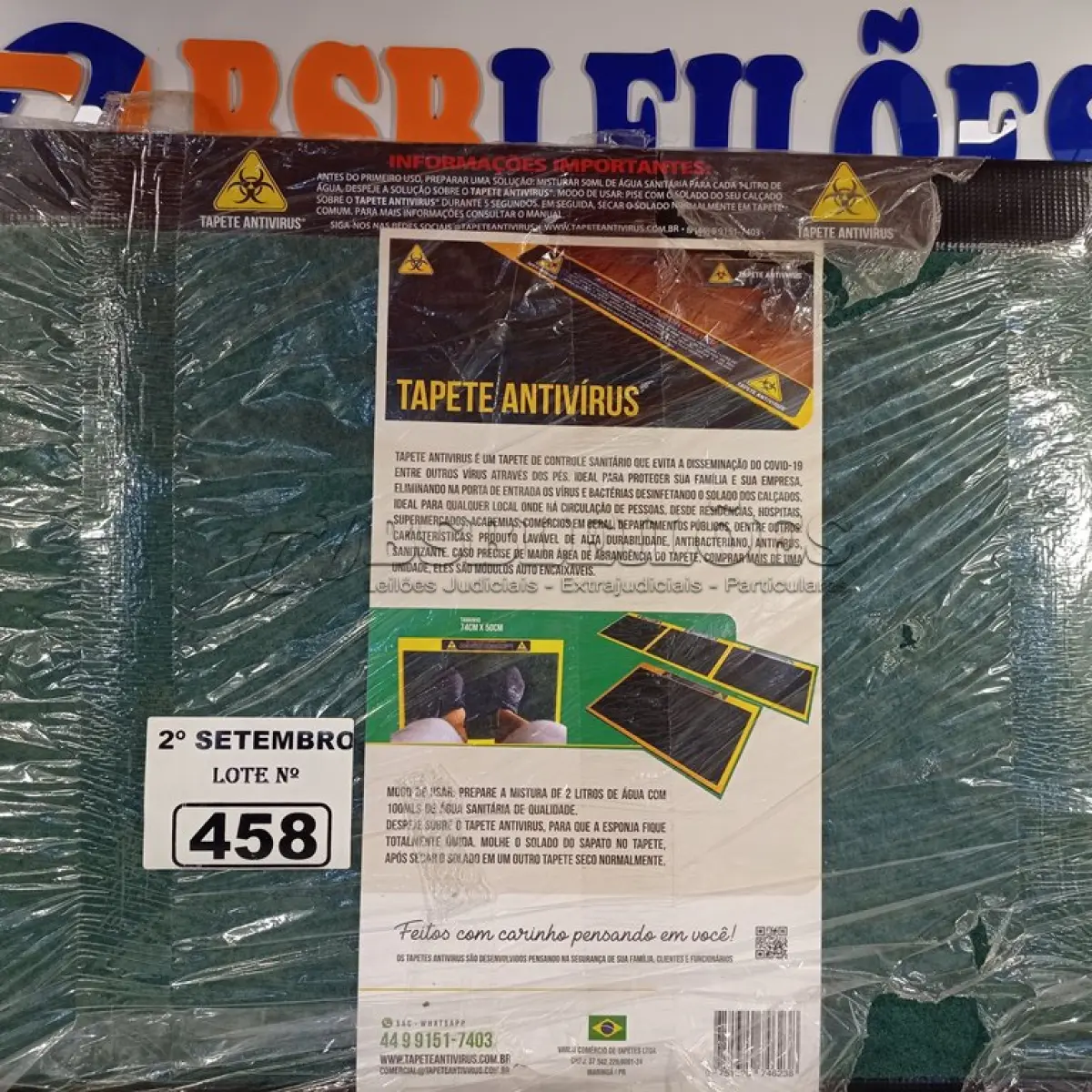 LOTE 458 - 02 TAPETES ANTIVÍRUS. (NO ESTADO) ATENÇÃO! FAZER A VISITAÇÃO ANTES DE ARREMATAR, NÃO SABEMOS SE FUNCIONA. LEILÃO NÃO TEM GARANTIA E NEM DEVOLUÇÃO, SUJEITO A POSSÍVEIS AVARIAS VISÍVEIS/OCULTAS E/OU AUSÊNCIA DE COMPONENTES.