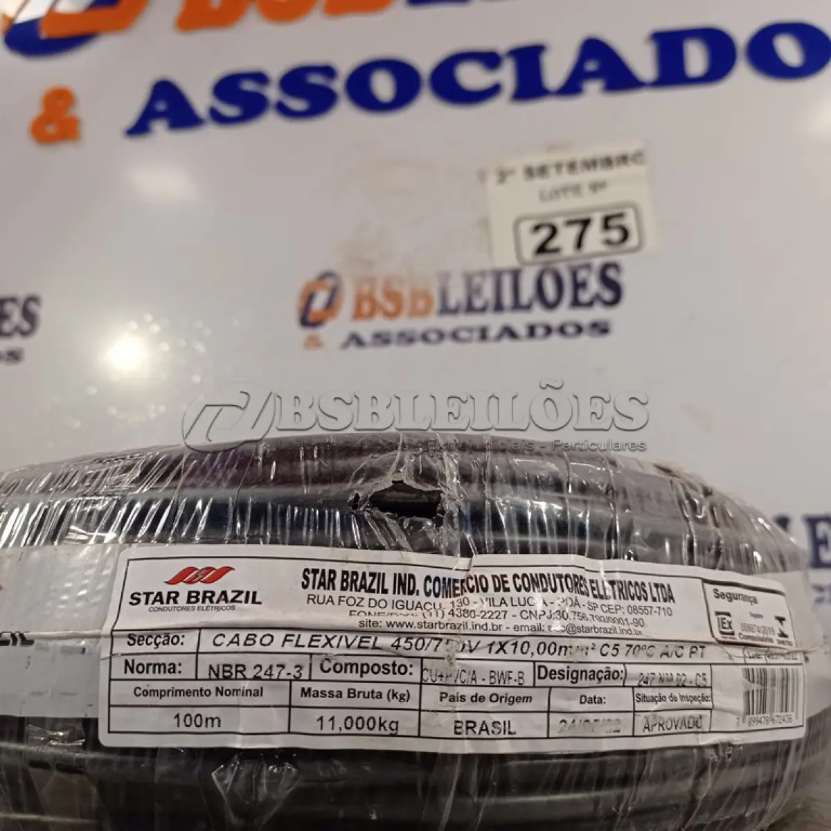 LOTE 275 - 01 ROLO DE CABO FLEXÍVEL 100M 1X10MM NA COR PRETA(NOVO). (NO ESTADO) ATENÇÃO! FAZER A VISITAÇÃO ANTES DE ARREMATAR, NÃO SABEMOS SE FUNCIONA. LEILÃO NÃO TEM GARANTIA E NEM DEVOLUÇÃO, SUJEITO A POSSÍVEIS AVARIAS VISÍVEIS/OCULTAS E/OU AUSÊNCIA DE COMPONENTES.