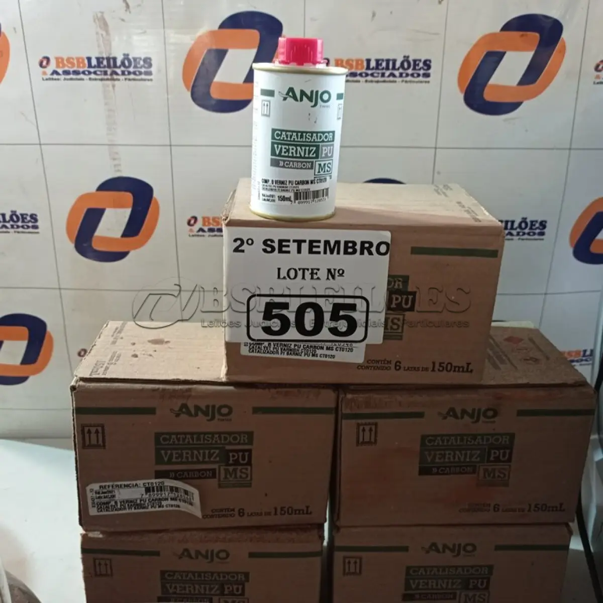 LOTE 505 - 05 CAIXAS COM CATALISADOR VERNIZ “PU”, COM 06 LATAS DE 150ML CADA. (NO ESTADO) ATENÇÃO! FAZER A VISITAÇÃO ANTES DE ARREMATAR, NÃO SABEMOS SE FUNCIONA. LEILÃO NÃO TEM GARANTIA E NEM DEVOLUÇÃO, SUJEITO A POSSÍVEIS AVARIAS VISÍVEIS/OCULTAS E/OU AUSÊNCIA DE COMPONENTES.