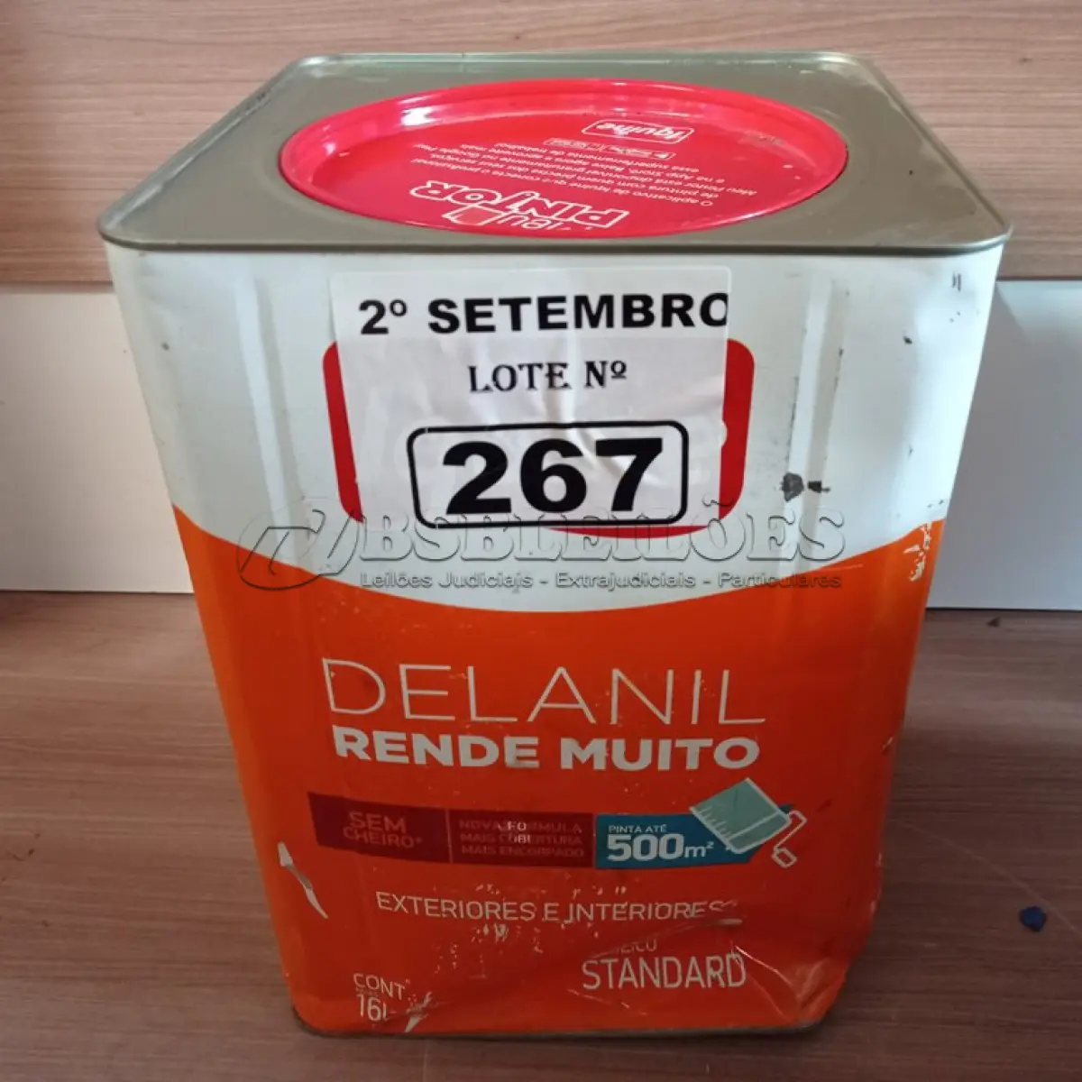 LOTE 267 - 01 LATA DE TINTA IQUINE DELANIL RENDE MUITO ACRÍLICO STANDARD INTERIORES/EXTERIORES NA COR VERDE LIMÃO 18L. (NO ESTADO) ATENÇÃO! FAZER A VISITAÇÃO ANTES DE ARREMATAR, NÃO SABEMOS SE FUNCIONA. LEILÃO NÃO TEM GARANTIA E NEM DEVOLUÇÃO, SUJEITO A POSSÍVEIS AVARIAS VISÍVEIS/OCULTAS E/OU AUSÊNCIA DE COMPONENTES.