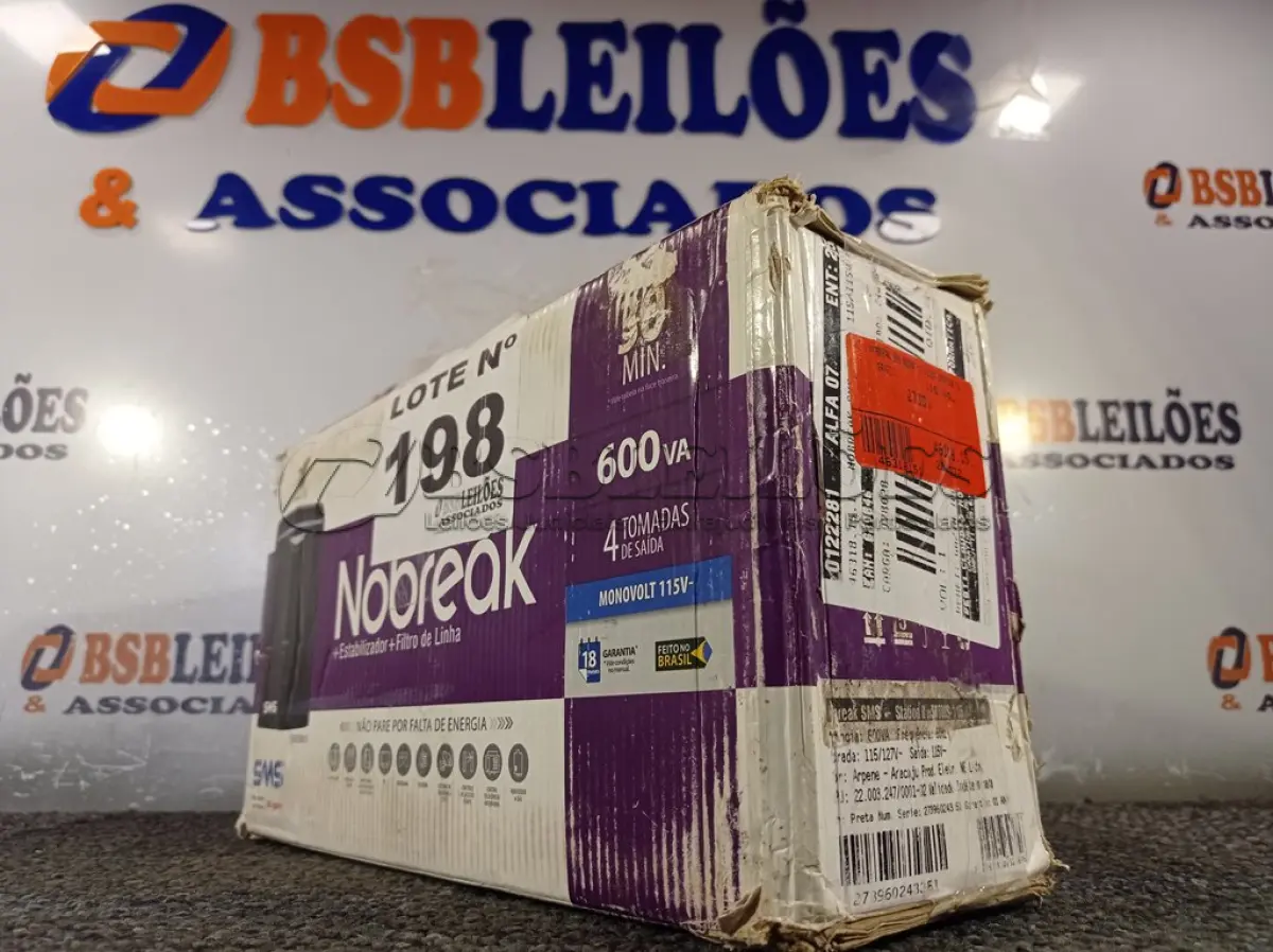 LOTE 198 - 01 - NOBREAK 600VA SMS (NO ESTADO, NÃO SABEMOS SE FUNCIONA. LEILÃO NÃO TEM GARANTIA E NEM DEVOLUÇÃO, SUJEITO A POSSÍVEIS AVARIAS VISÍVEIS/OCULTAS E/OU AUSÊNCIA DE COMPONENTES)