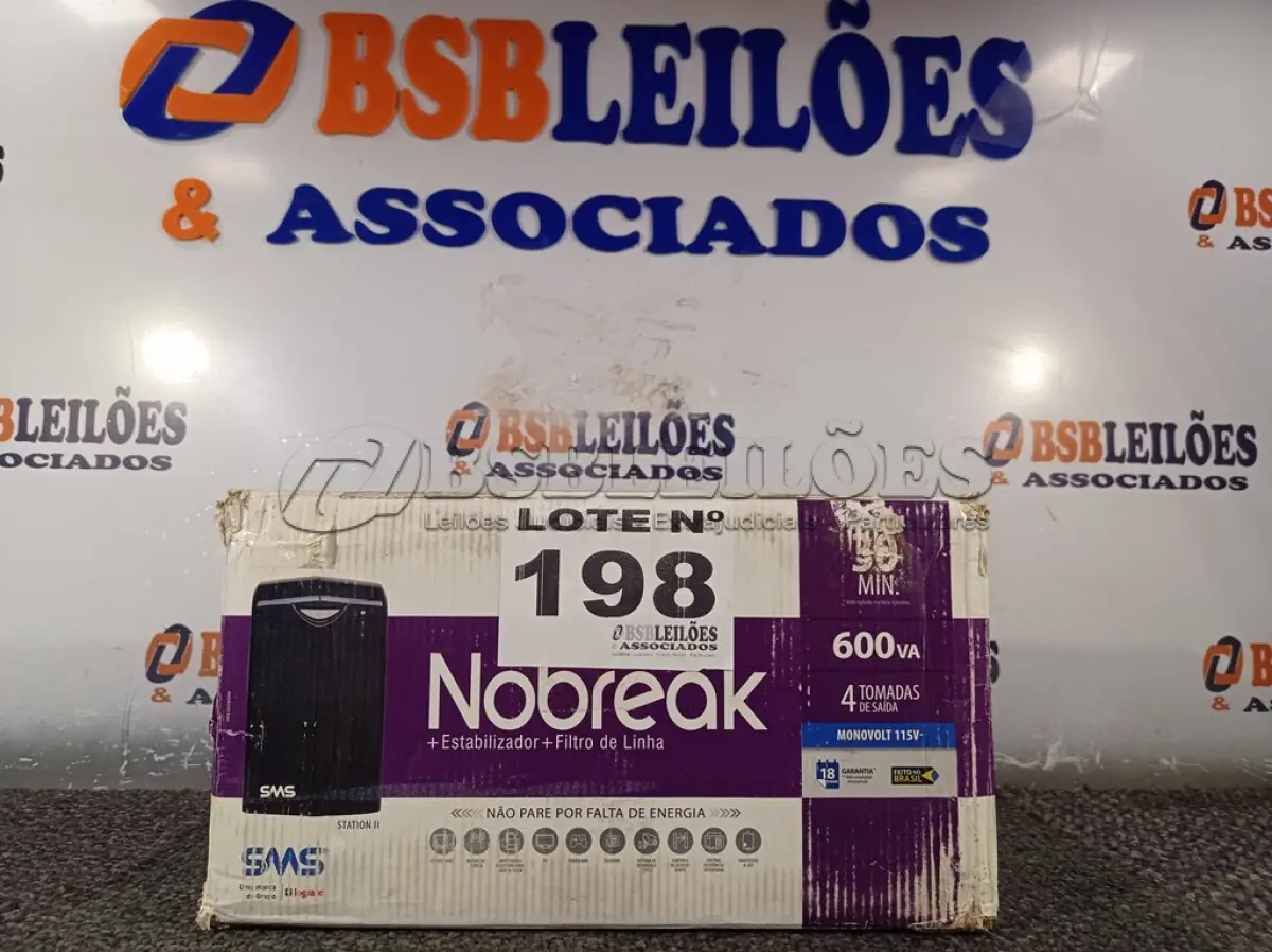 LOTE 198 - 01 - NOBREAK 600VA SMS (NO ESTADO, NÃO SABEMOS SE FUNCIONA. LEILÃO NÃO TEM GARANTIA E NEM DEVOLUÇÃO, SUJEITO A POSSÍVEIS AVARIAS VISÍVEIS/OCULTAS E/OU AUSÊNCIA DE COMPONENTES)