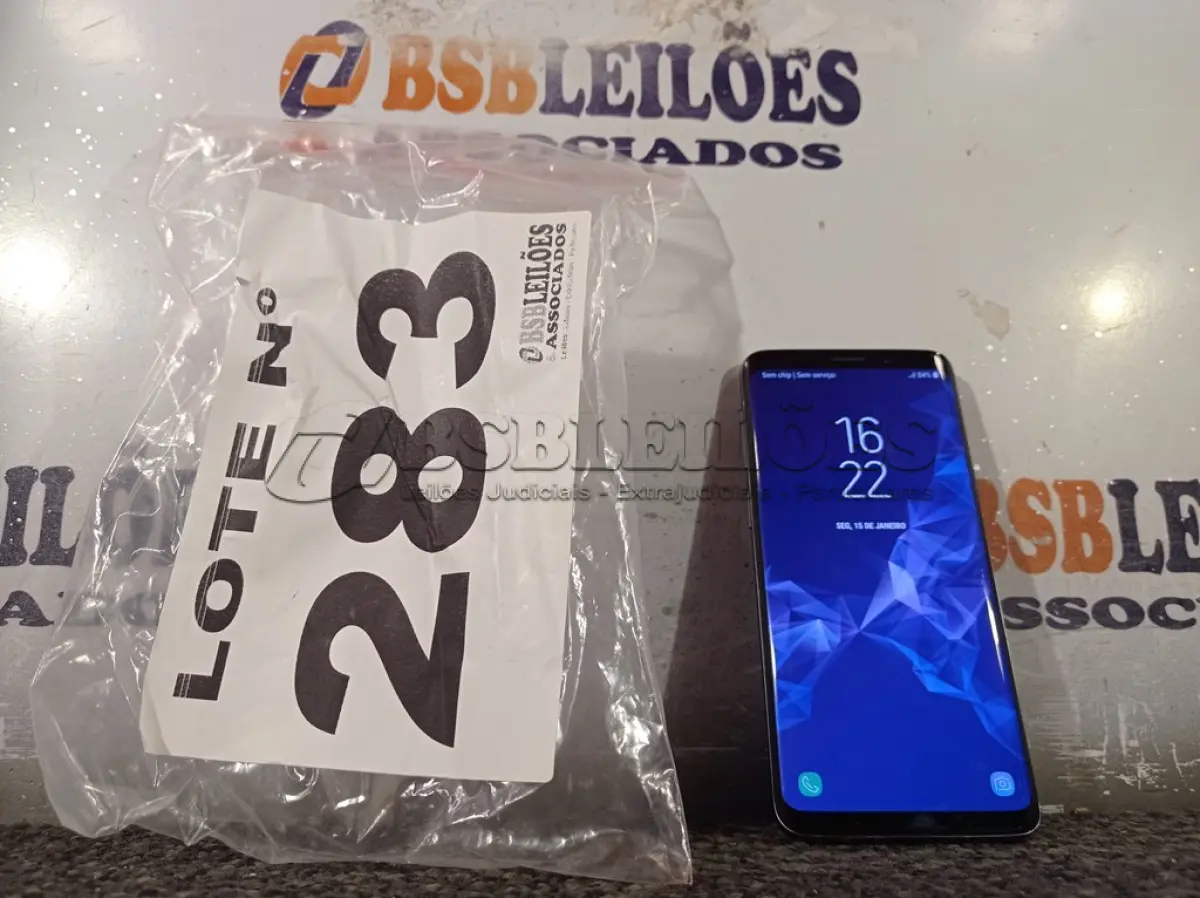 LOTE 283 - 01 – CELULAR SAMSUNG GALAXY S9 (NO ESTADO, NÃO SABEMOS SE FUNCIONA. LEILÃO NÃO TEM GARANTIA E NEM DEVOLUÇÃO, SUJEITO A POSSÍVEIS AVARIAS VISÍVEIS/OCULTAS E/OU AUSÊNCIA DE COMPONENTES)