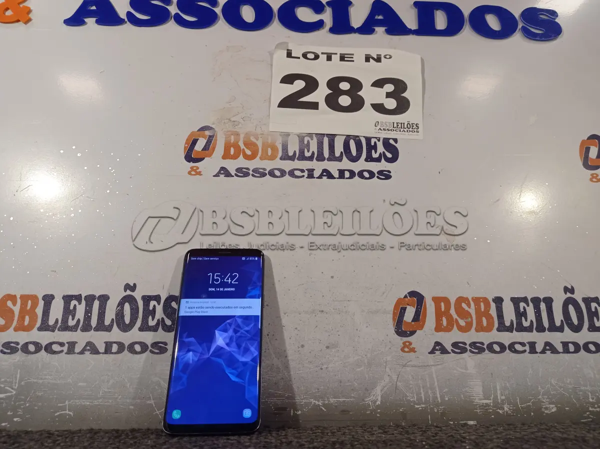 LOTE 283 - 01 – CELULAR SAMSUNG GALAXY S9 (NO ESTADO, NÃO SABEMOS SE FUNCIONA. LEILÃO NÃO TEM GARANTIA E NEM DEVOLUÇÃO, SUJEITO A POSSÍVEIS AVARIAS VISÍVEIS/OCULTAS E/OU AUSÊNCIA DE COMPONENTES)