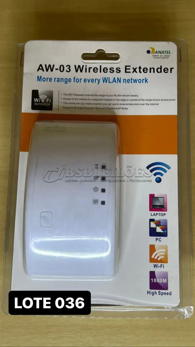 LOTE 036 - 01 EXTENSOR DE WI-FI / AMPLIFICADOR DE SINAL(NO ESTADO)
