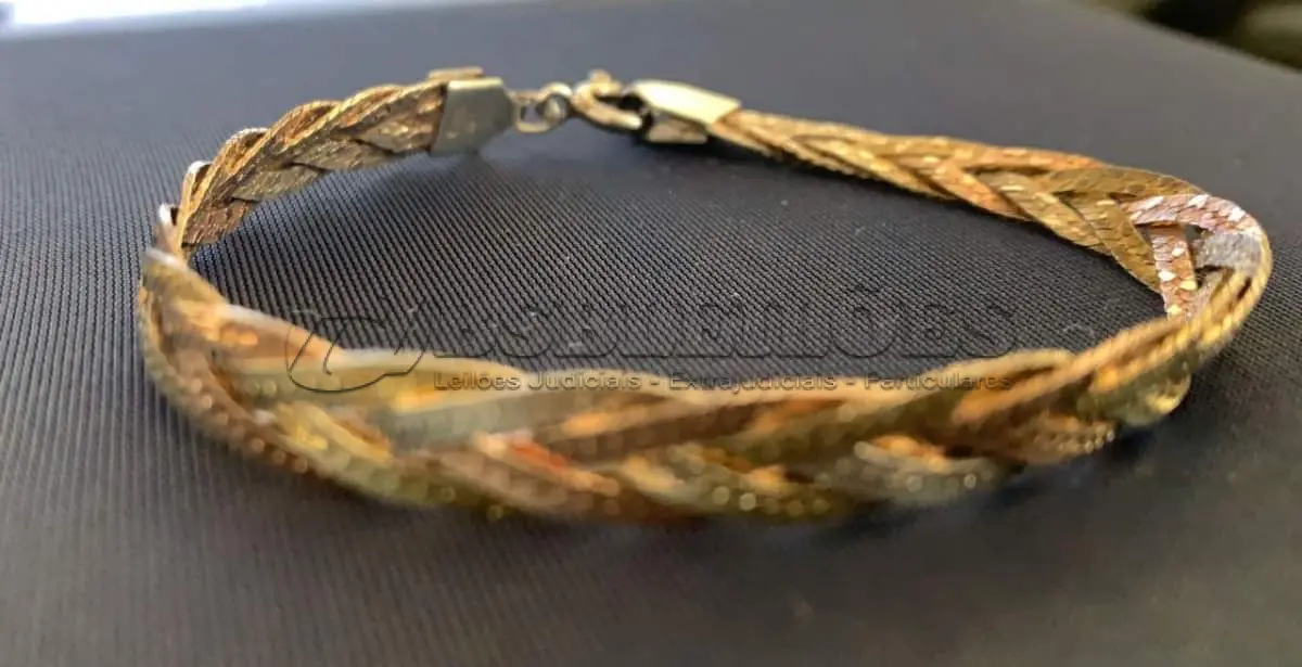 LOTE 305 - PULSEIRA PRATA 925,  COM BANHO DE OURO ROSÉ E AMARELO, MEDINDO 19 CM, (NO ESTADO)