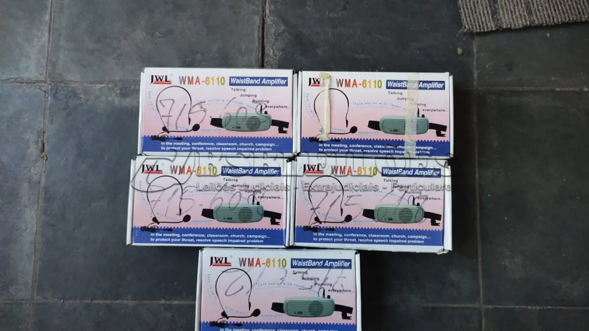 LOTE 357 - LOTE COM 5 MICROFONES PARA PROFESSOR MARCA JWL MODELO WMA-6110 SEM TESTES (NO ESTADO)