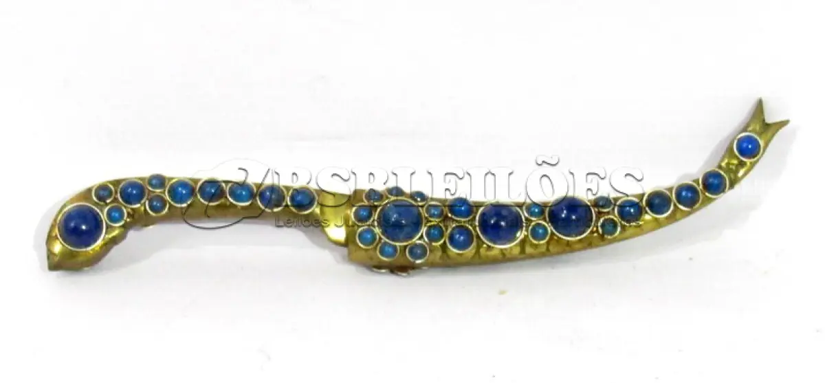 LOTE 220 - DOIS PUNHAIS EM BRONZE,18CM (FALTAM ALGUMAS PEDRAS) (NO ESTADO)