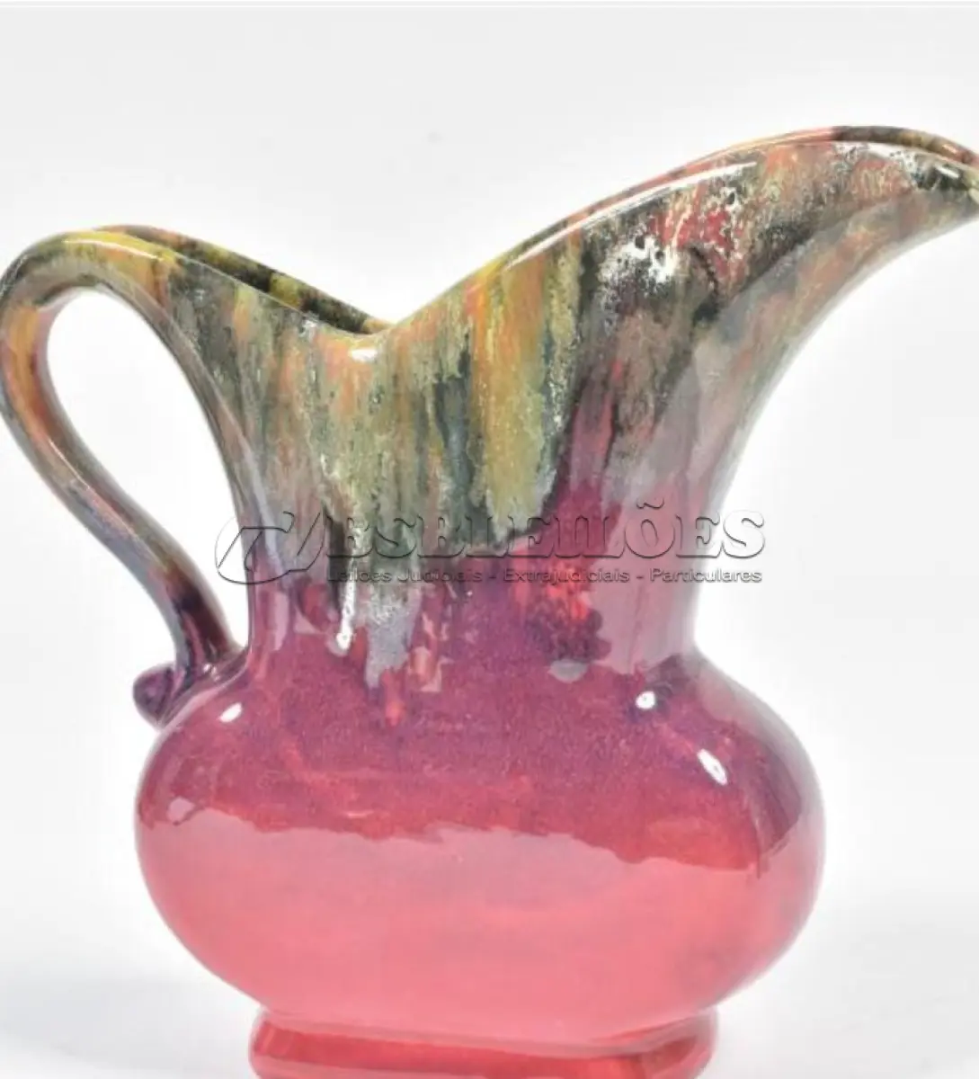 LOTE 199 - LINDA  JARRA DE CERÂMICA . ALTURA 20,5 CM, POR 23CM  (NO ESTADO)