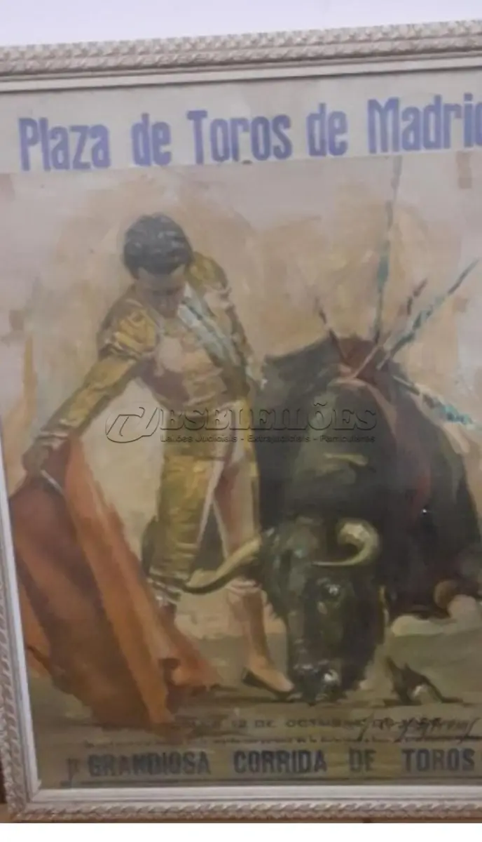 LOTE 448 - QUADRO ANTIGO PLAZA DE TOROS MADRID ESPANHA RARIDADE (NO ESTADO)