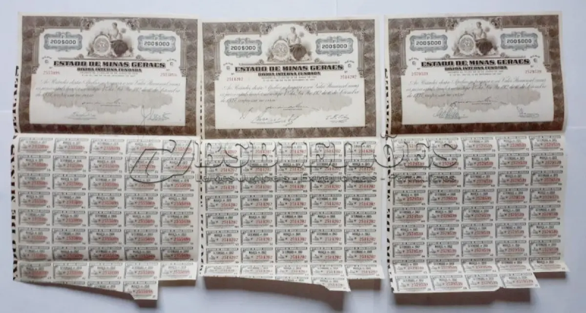 LOTE 597 - APÓLICES E DOCUMENTOS AO PORTADOR - 6 ITENS (NO ESTADO)