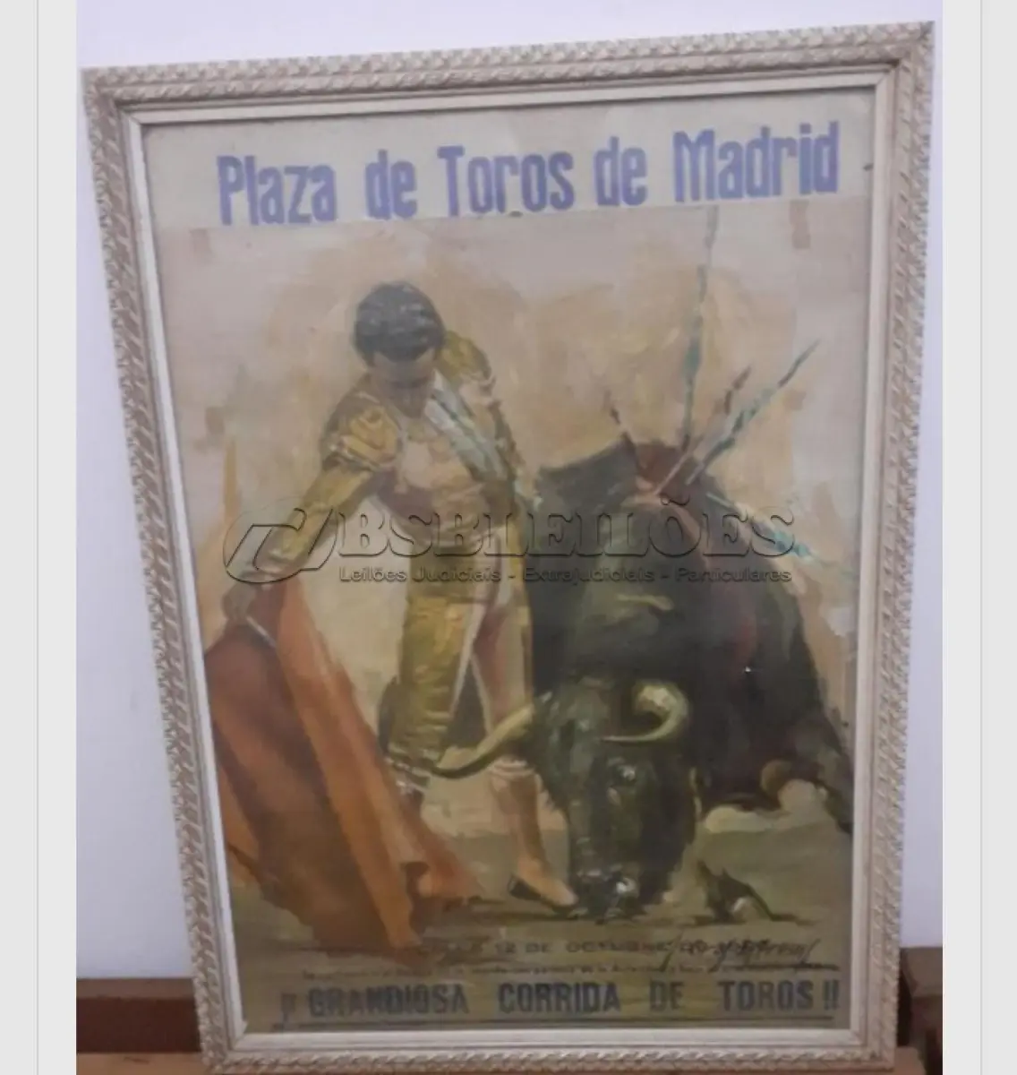 LOTE 448 - QUADRO ANTIGO PLAZA DE TOROS MADRID ESPANHA RARIDADE (NO ESTADO)