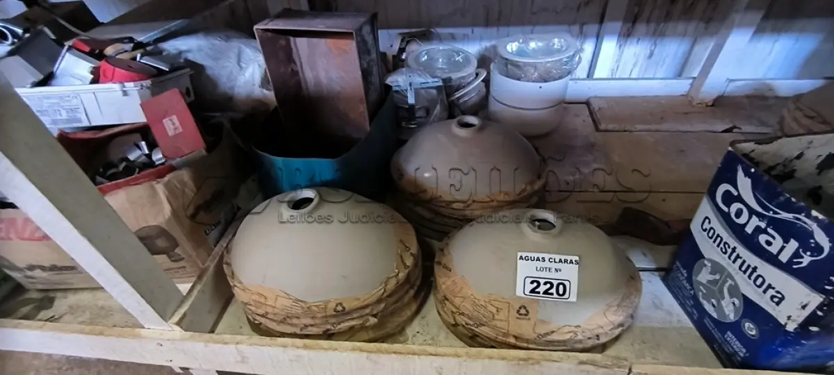 LOTE 220 - 01 LOTE COM CUBAS PARA LAVATÓRIOS E LUMINÁRIAS (NO ESTADO)