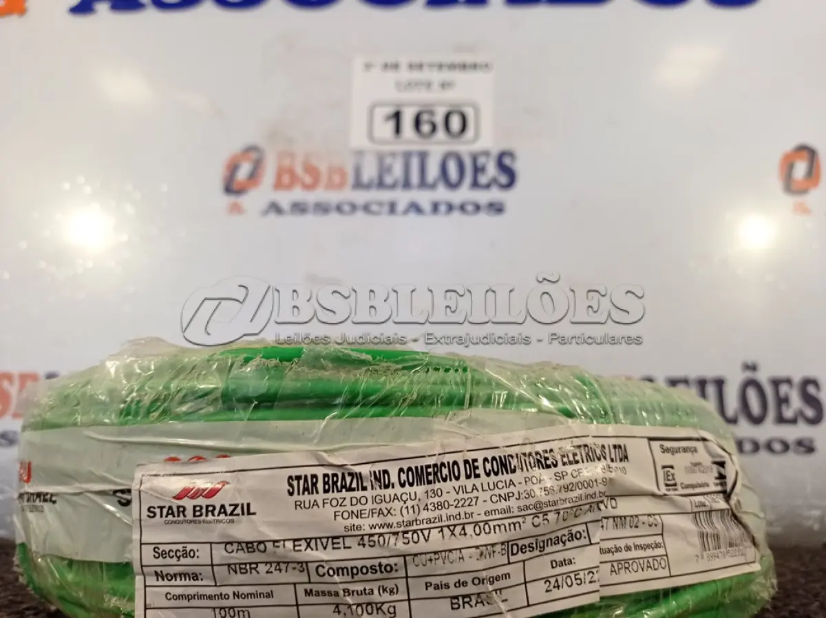 LOTE 160 - 01 ROLO DE CABO FLEXÍVEL 100M, 4MM NA COR AZUL. (NO ESTADO) ATENÇÃO! FAZER A VISITAÇÃO ANTES DE ARREMATAR, NÃO SABEMOS SE FUNCIONA. LEILÃO NÃO TEM GARANTIA E NEM DEVOLUÇÃO, SUJEITO A POSSÍVEIS AVARIAS VISÍVEIS/OCULTAS E/OU AUSÊNCIA DE COMPONENTES.