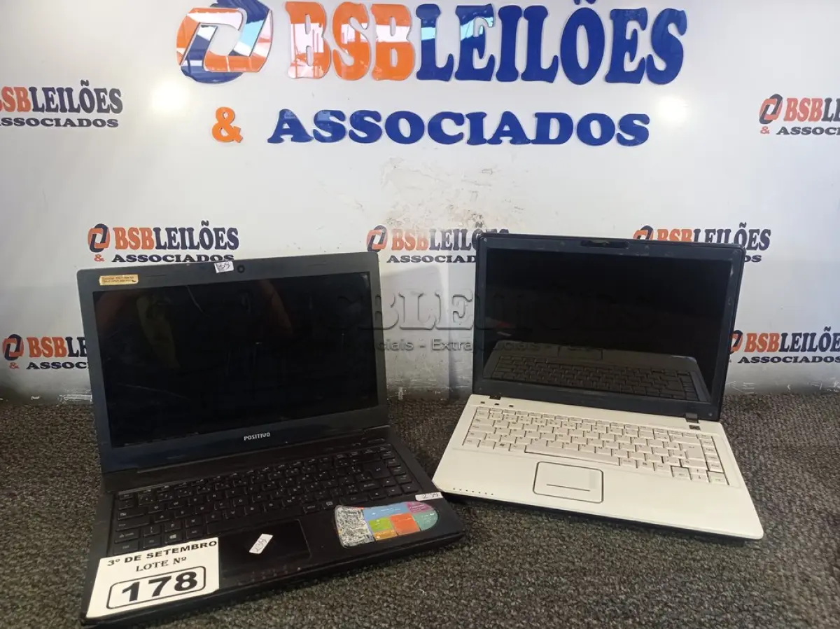 LOTE 178 - 02 NOTEBOOK’S MARCAS E MODELOS DIVERSOS COM AVARIAS. (NO ESTADO) ATENÇÃO! FAZER A VISITAÇÃO ANTES DE ARREMATAR, NÃO SABEMOS SE FUNCIONA. LEILÃO NÃO TEM GARANTIA E NEM DEVOLUÇÃO, SUJEITO A POSSÍVEIS AVARIAS VISÍVEIS/OCULTAS E/OU AUSÊNCIA DE COMPONENTES.