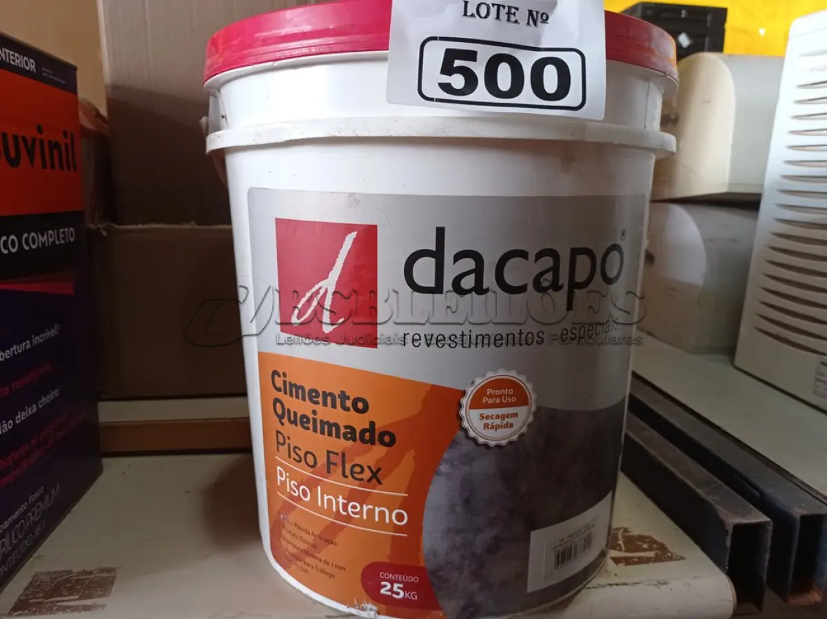 LOTE 500 - 01 BALDE DE CIMENTO QUEIMADO DACAPÓ 25KG. (NO ESTADO) ATENÇÃO! FAZER A VISITAÇÃO ANTES DE ARREMATAR, NÃO SABEMOS SE FUNCIONA. LEILÃO NÃO TEM GARANTIA E NEM DEVOLUÇÃO, SUJEITO A POSSÍVEIS AVARIAS VISÍVEIS/OCULTAS E/OU AUSÊNCIA DE COMPONENTES.