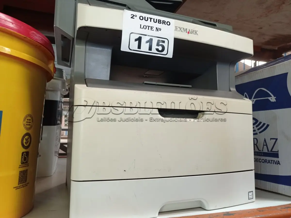 LOTE 115 - 01 IMPRESSORA MULTIFUNCIONAL MARCA LEXMARK MODELO X464. (NO ESTADO) ATENÇÃO! FAZER A VISITAÇÃO ANTES DE ARREMATAR, NÃO SABEMOS SE FUNCIONA. LEILÃO NÃO TEM GARANTIA E NEM DEVOLUÇÃO, SUJEITO A POSSÍVEIS AVARIAS VISÍVEIS/OCULTAS E/OU AUSÊNCIA DE COMPONENTES.