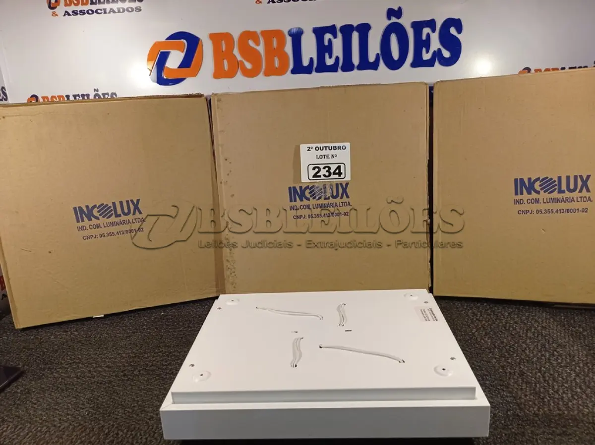 LOTE 234 - 04 PLAFONS DE SOBREPOR 40X30 INCOLUSTRE. (NO ESTADO) ATENÇÃO! FAZER A VISITAÇÃO ANTES DE ARREMATAR, NÃO SABEMOS SE FUNCIONA. LEILÃO NÃO TEM GARANTIA E NEM DEVOLUÇÃO, SUJEITO A POSSÍVEIS AVARIAS VISÍVEIS/OCULTAS E/OU AUSÊNCIA DE COMPONENTES.