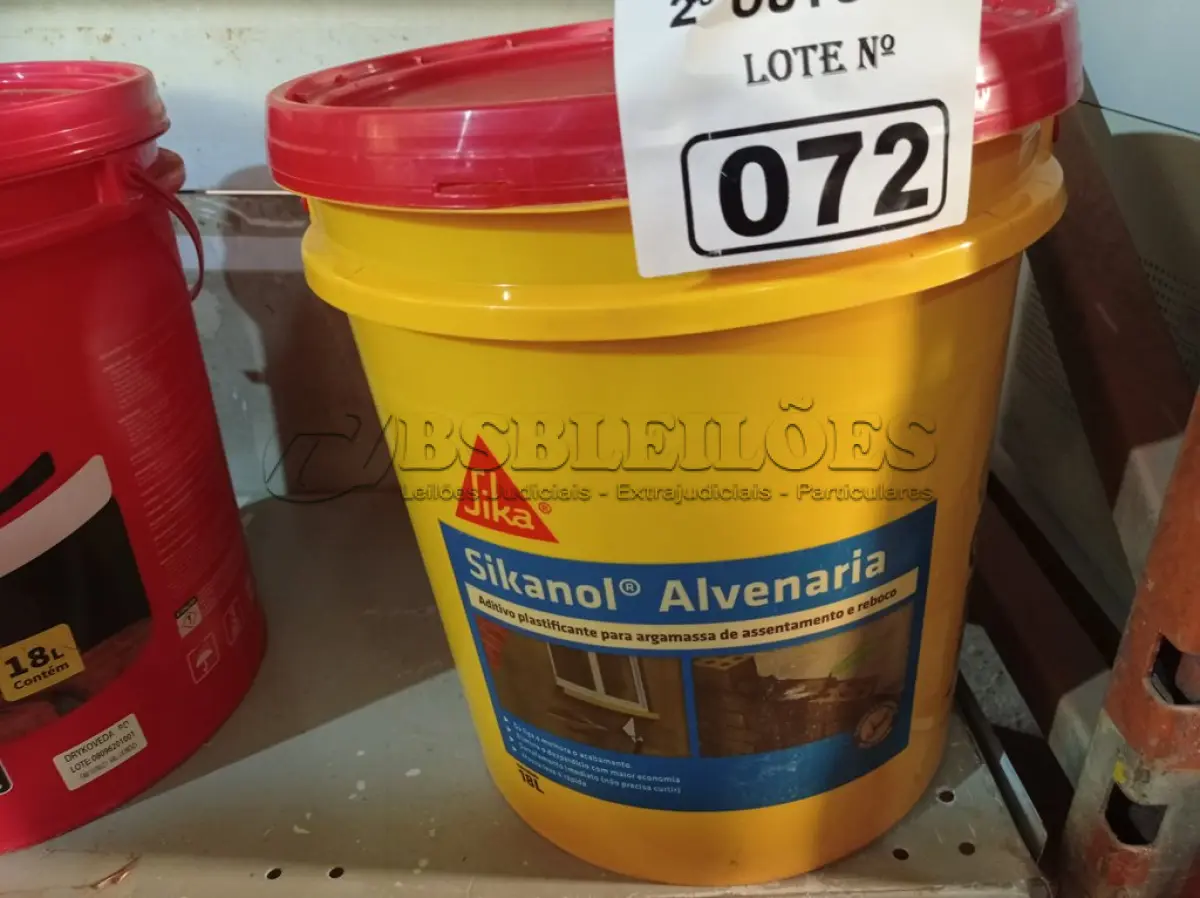 LOTE 072 - 01 BALDE DE SIKANOL ALVENARIA, ADITIVO PLASTIFICANTE PARA ARGAMASSA DE ASSENTAMENTO E REBOCO. (NO ESTADO) ATENÇÃO! FAZER A VISITAÇÃO ANTES DE ARREMATAR, NÃO SABEMOS SE FUNCIONA. LEILÃO NÃO TEM GARANTIA E NEM DEVOLUÇÃO, SUJEITO A POSSÍVEIS AVARIAS VISÍVEIS/OCULTAS E/OU AUSÊNCIA DE COMPONENTES.