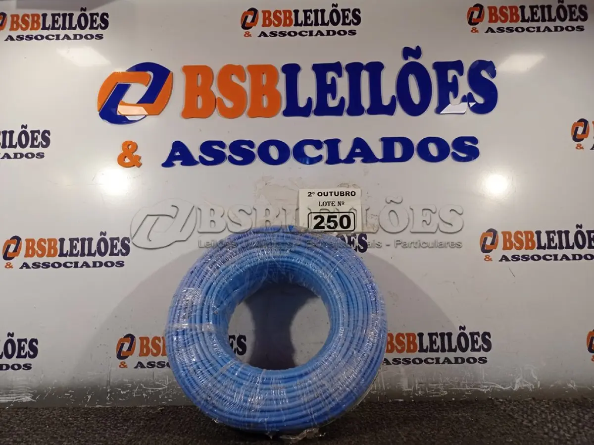 LOTE 250 - 01 ROLO DE CABO FLEXÍVEL 100M 10MM NA COR AZUL. (NO ESTADO) ATENÇÃO! FAZER A VISITAÇÃO ANTES DE ARREMATAR, NÃO SABEMOS SE FUNCIONA. LEILÃO NÃO TEM GARANTIA E NEM DEVOLUÇÃO, SUJEITO A POSSÍVEIS AVARIAS VISÍVEIS/OCULTAS E/OU AUSÊNCIA DE COMPONENTES.