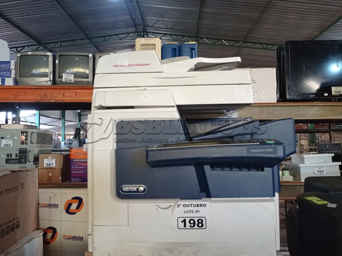 LOTE 198 - 02 IMPRESSORAS MARCAS XEROX SENDO 01 MULTIFUNCIONAL. (NO ESTADO) ATENÇÃO! FAZER A VISITAÇÃO ANTES DE ARREMATAR, NÃO SABEMOS SE FUNCIONA. LEILÃO NÃO TEM GARANTIA E NEM DEVOLUÇÃO, SUJEITO A POSSÍVEIS AVARIAS VISÍVEIS/OCULTAS E/OU AUSÊNCIA DE COMPONENTES.