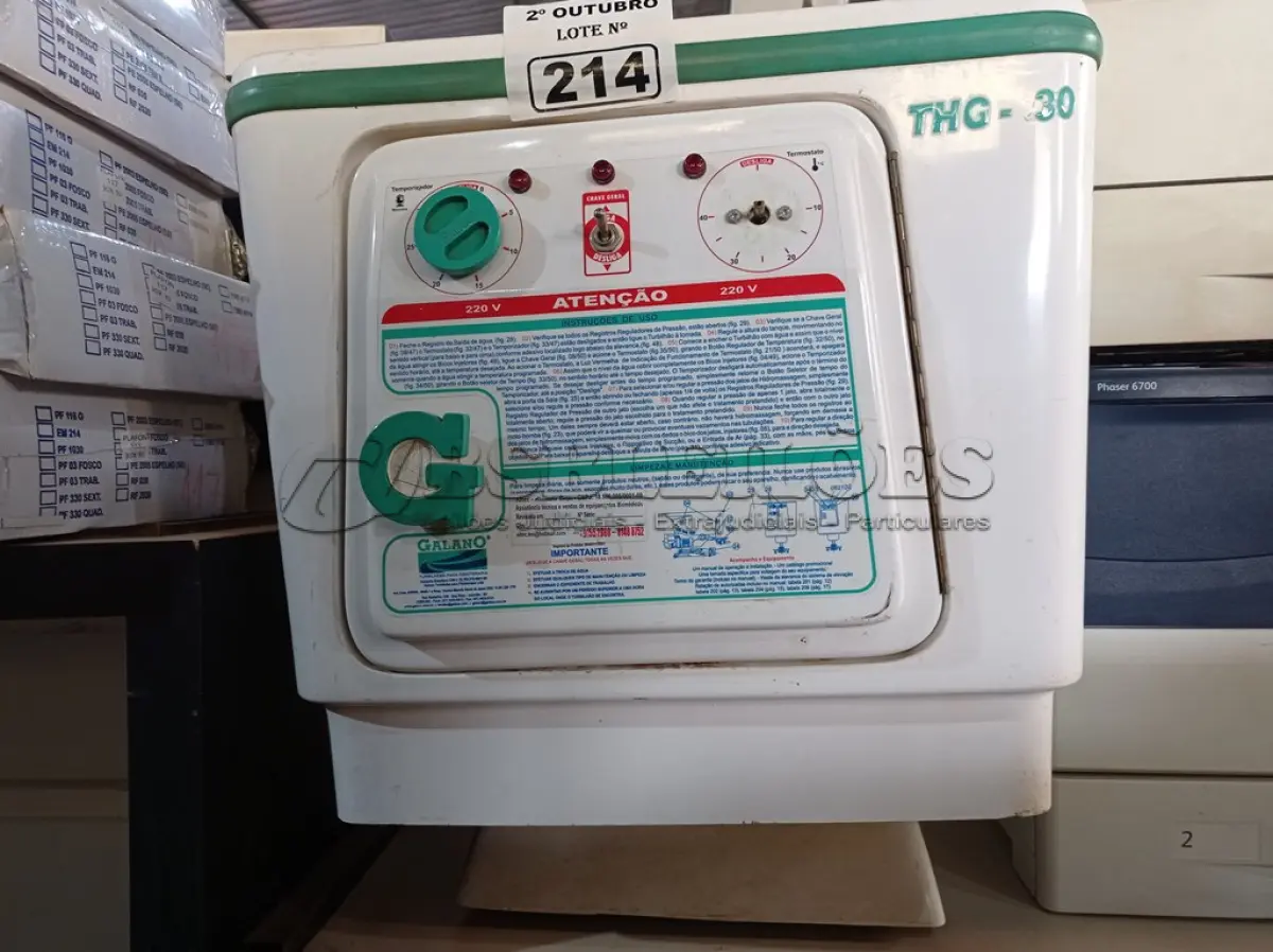 LOTE 214 - 01 TURBILHÃO PARA FISIOTERAPIA GALANO THG-30. (NO ESTADO) ATENÇÃO! FAZER A VISITAÇÃO ANTES DE ARREMATAR, NÃO SABEMOS SE FUNCIONA. LEILÃO NÃO TEM GARANTIA E NEM DEVOLUÇÃO, SUJEITO A POSSÍVEIS AVARIAS VISÍVEIS/OCULTAS E/OU AUSÊNCIA DE COMPONENTES.