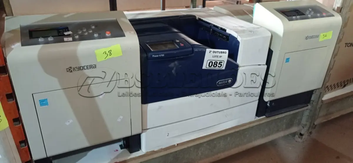 LOTE 085 - 03 IMPRESSORAS MARCAS E MODELOS DIVERSOS PARA RETIRADA DE PEÇAS. (NO ESTADO) ATENÇÃO! FAZER A VISITAÇÃO ANTES DE ARREMATAR, NÃO SABEMOS SE FUNCIONA. LEILÃO NÃO TEM GARANTIA E NEM DEVOLUÇÃO, SUJEITO A POSSÍVEIS AVARIAS VISÍVEIS/OCULTAS E/OU AUSÊNCIA DE COMPONENTES.