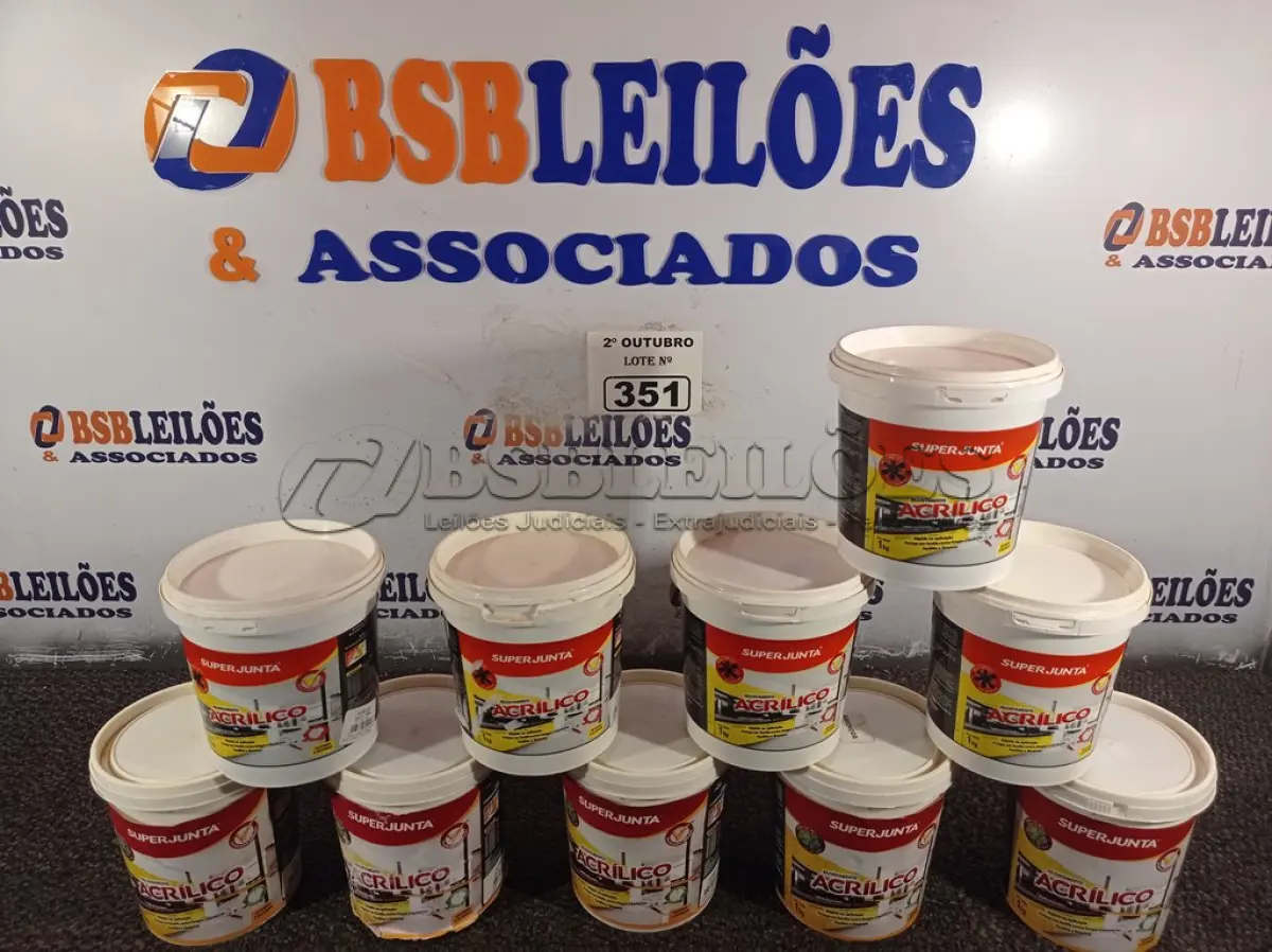 LOTE 351 - 10 QUILOS DE REJUNTAMENTO ACRÍLICO SUPER JUNTA. (NO ESTADO) ATENÇÃO! FAZER A VISITAÇÃO ANTES DE ARREMATAR, NÃO SABEMOS SE FUNCIONA. LEILÃO NÃO TEM GARANTIA E NEM DEVOLUÇÃO, SUJEITO A POSSÍVEIS AVARIAS VISÍVEIS/OCULTAS E/OU AUSÊNCIA DE COMPONENTES.