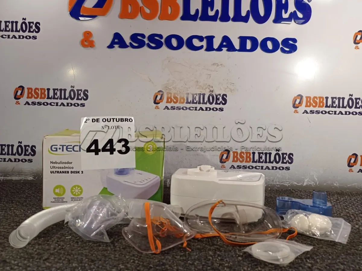 LOTE 443 - 01 NEBULIZADOR ULTRASSÓNICO ULTRANEB DESK2. (NO ESTADO) ATENÇÃO! FAZER A VISITAÇÃO ANTES DE ARREMATAR, NÃO SABEMOS SE FUNCIONA. LEILÃO NÃO TEM GARANTIA E NEM DEVOLUÇÃO, SUJEITO A POSSÍVEIS AVARIAS VISÍVEIS/OCULTAS E/OU AUSÊNCIA DE COMPONENTES.