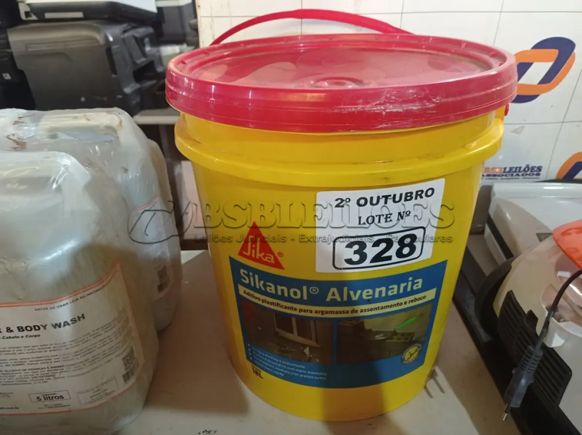 LOTE 328 - 01 BALDE DE SIKANOL ALVENARIA, ADITIVO PLASTIFICANTE PARA ARGAMASSA DE ASSENTAMENTO E REBOCO. (NO ESTADO) ATENÇÃO! FAZER A VISITAÇÃO ANTES DE ARREMATAR, NÃO SABEMOS SE FUNCIONA. LEILÃO NÃO TEM GARANTIA E NEM DEVOLUÇÃO, SUJEITO A POSSÍVEIS AVARIAS VISÍVEIS/OCULTAS E/OU AUSÊNCIA DE COMPONENTES.