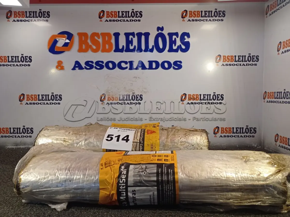 LOTE 514 - 02 ROLOS DE MANTA ASFÁLTICA MULTIUSO. (NO ESTADO) ATENÇÃO! FAZER A VISITAÇÃO ANTES DE ARREMATAR, NÃO SABEMOS SE FUNCIONA. LEILÃO NÃO TEM GARANTIA E NEM DEVOLUÇÃO, SUJEITO A POSSÍVEIS AVARIAS VISÍVEIS/OCULTAS E/OU AUSÊNCIA DE COMPONENTES.