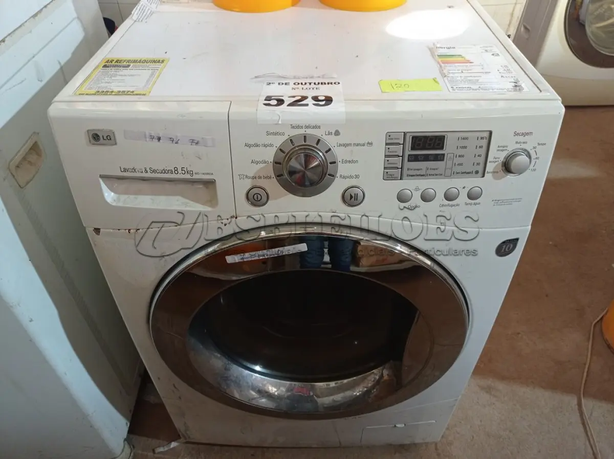 LOTE 529 - 01 LAVA SECA MARCA LG CAPACIDADE 8.5KG 220V. (NO ESTADO) ATENÇÃO! FAZER A VISITAÇÃO ANTES DE ARREMATAR, NÃO SABEMOS SE FUNCIONA. LEILÃO NÃO TEM GARANTIA E NEM DEVOLUÇÃO, SUJEITO A POSSÍVEIS AVARIAS VISÍVEIS/OCULTAS E/OU AUSÊNCIA DE COMPONENTES.