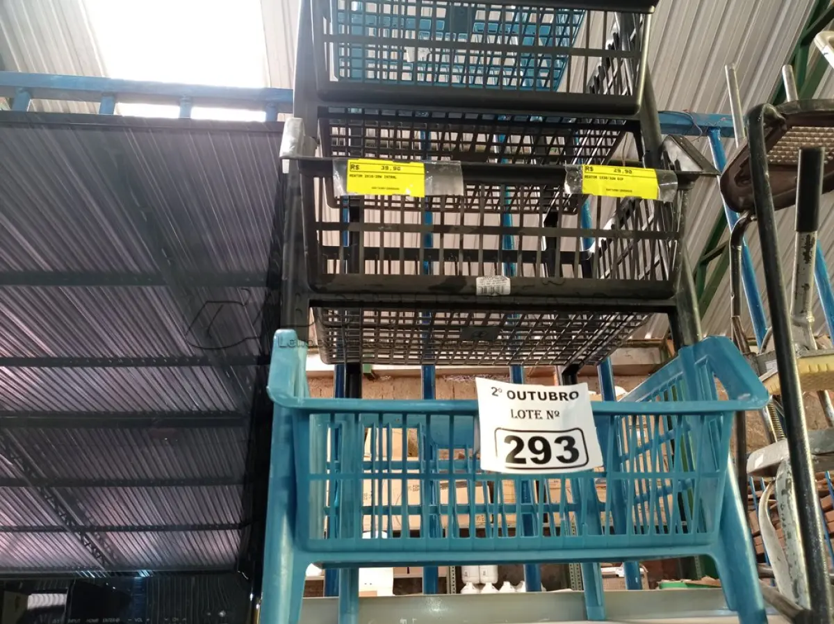 LOTE 293 - 05 CESTOS DE PLÁSTICO. (NO ESTADO) ATENÇÃO! FAZER A VISITAÇÃO ANTES DE ARREMATAR, NÃO SABEMOS SE FUNCIONA. LEILÃO NÃO TEM GARANTIA E NEM DEVOLUÇÃO, SUJEITO A POSSÍVEIS AVARIAS VISÍVEIS/OCULTAS E/OU AUSÊNCIA DE COMPONENTES.
