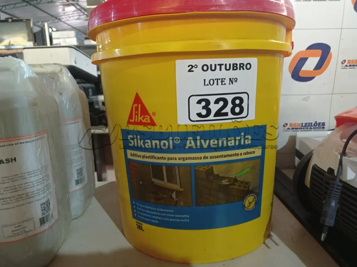 LOTE 328 - 01 BALDE DE SIKANOL ALVENARIA, ADITIVO PLASTIFICANTE PARA ARGAMASSA DE ASSENTAMENTO E REBOCO. (NO ESTADO) ATENÇÃO! FAZER A VISITAÇÃO ANTES DE ARREMATAR, NÃO SABEMOS SE FUNCIONA. LEILÃO NÃO TEM GARANTIA E NEM DEVOLUÇÃO, SUJEITO A POSSÍVEIS AVARIAS VISÍVEIS/OCULTAS E/OU AUSÊNCIA DE COMPONENTES.